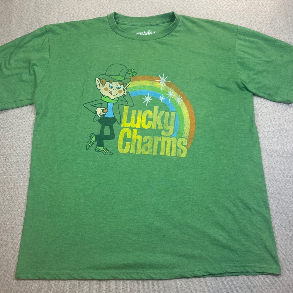 Tee Luv Lucky Charms T-Shirt Mens XL Green Cotton Blend Graphic Leprechaun Y2K